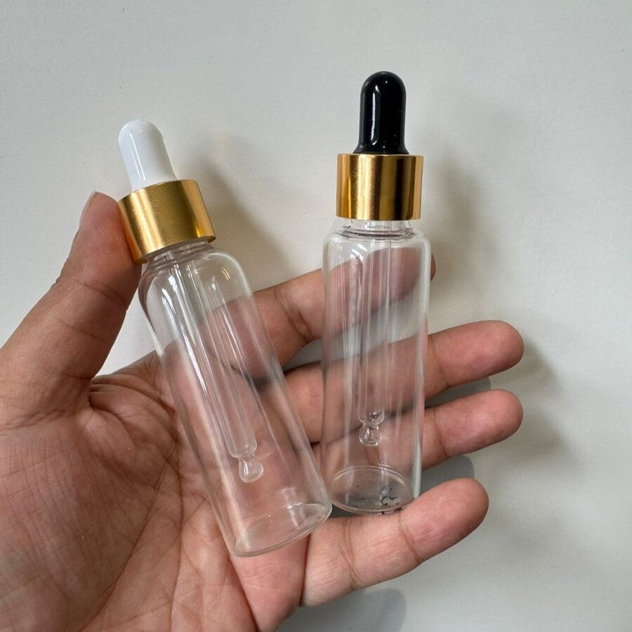 Clear Sleek Round Glass Bottle + Dropper (30ml)