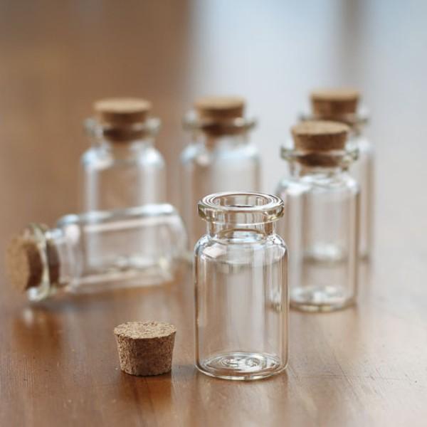 Round Glass Bottle with Wooden Cork (All Sizes)