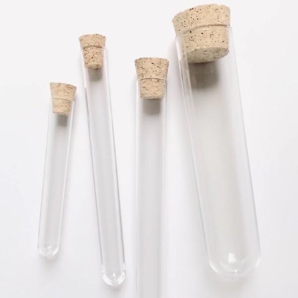 Round Glass Test Tube with Wooden Cork (All Sizes)
