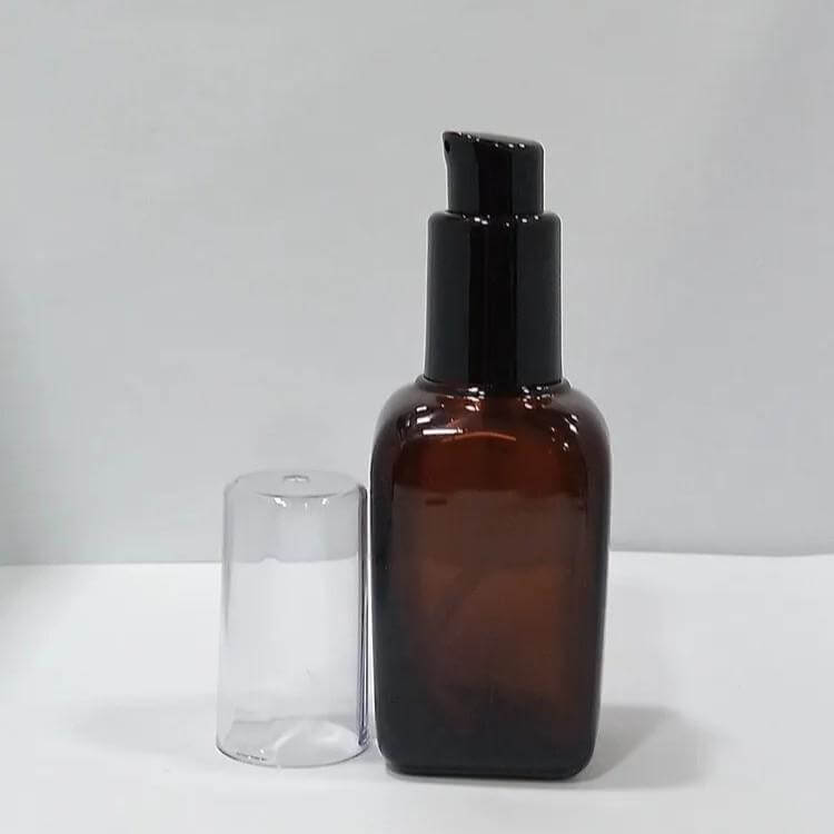 Square Amber Glass Bottle + Serum Pump- (All Sizes)