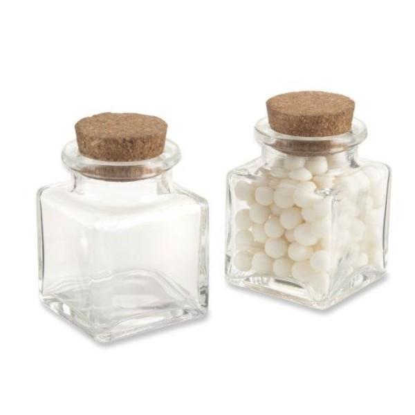 Square Glass Jar with Wooden Cork- 30ml