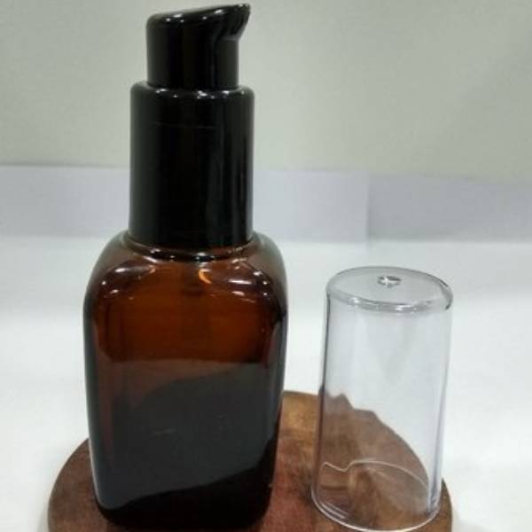 Square Amber Glass Bottle + Serum Pump- (All Sizes)