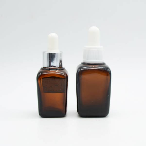 Square Amber Glass Bottle + Dropper (Black, White, Silver, Gold)- (All Sizes)
