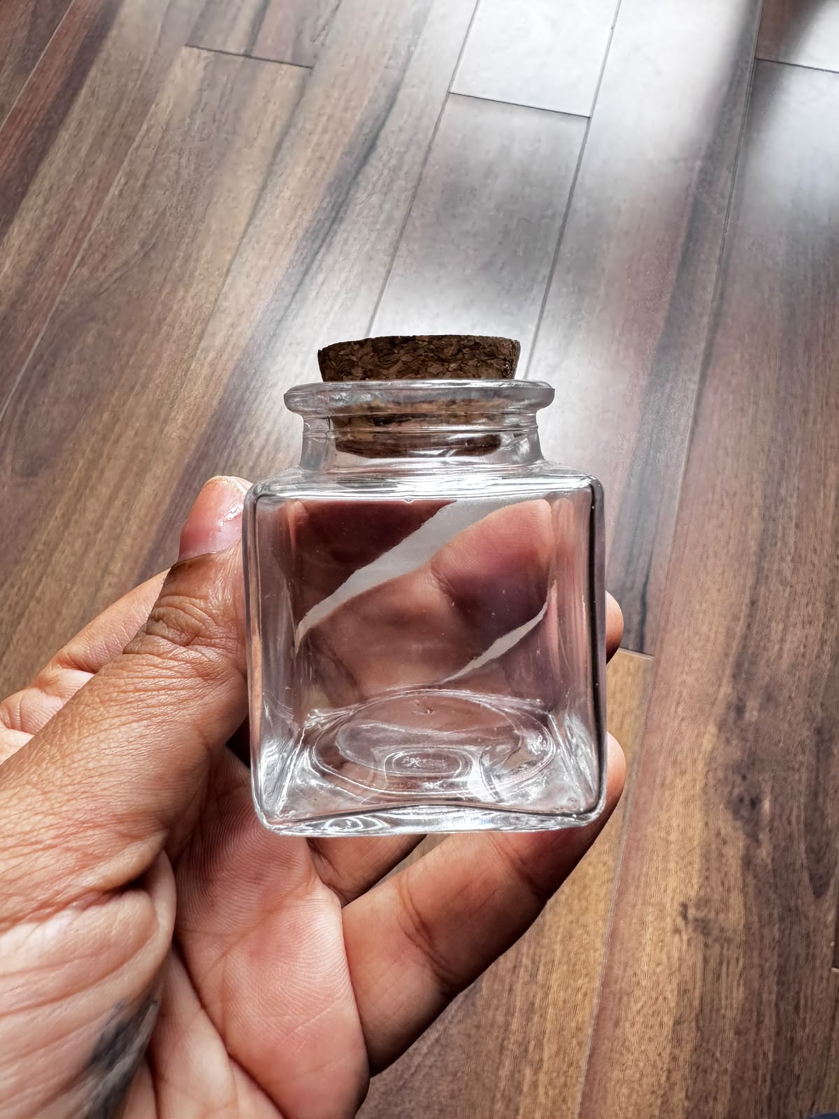 Square Glass Storage Jar with Wooden Cork | Premium Gift Packaging | 50ml