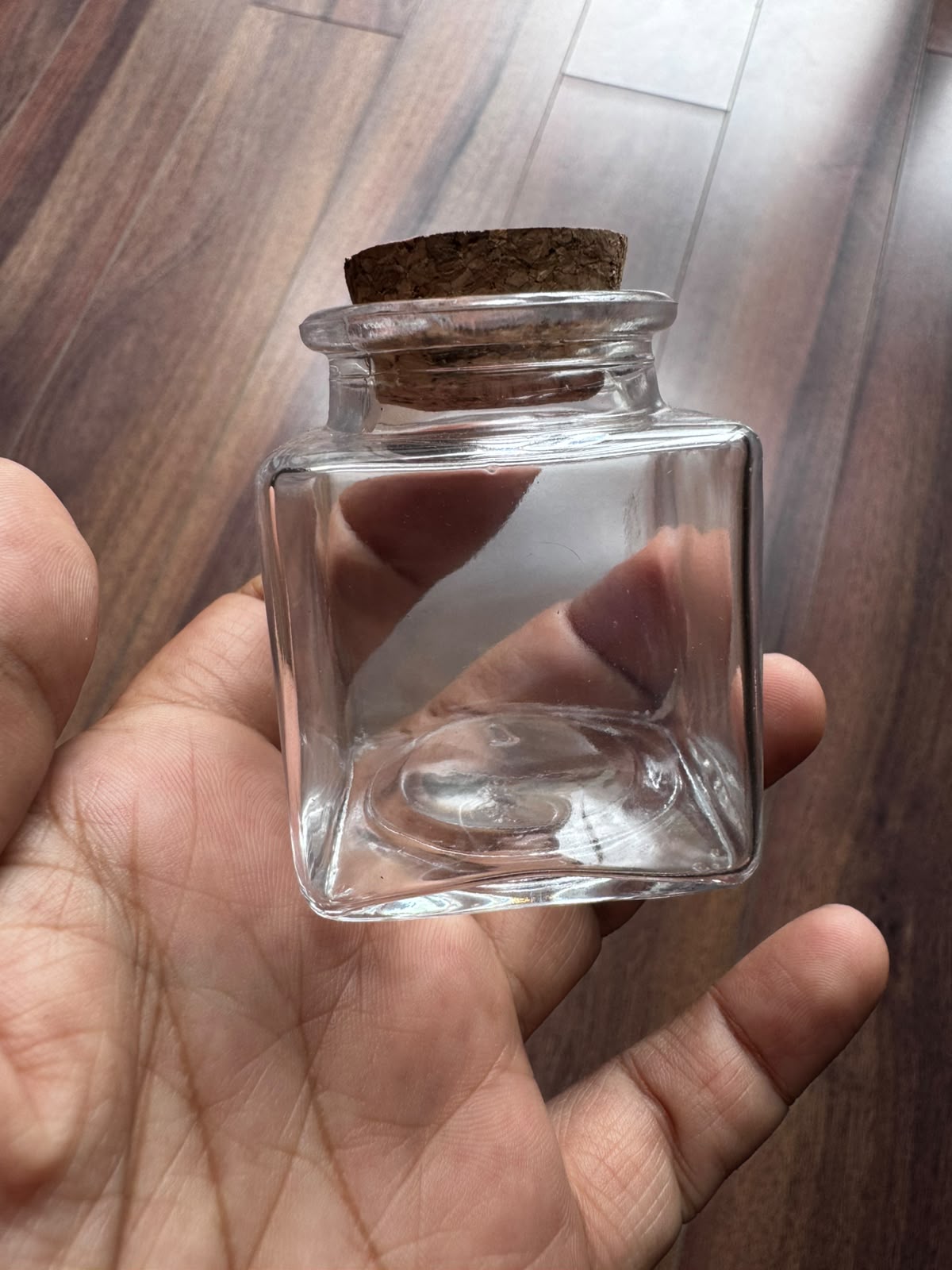 Square Glass Storage Jar with Wooden Cork | Premium Gift Packaging | 50ml