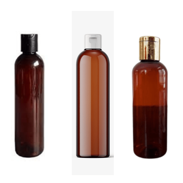 Cosmetic Round Pet Bottle with Flip Top Cap - Amber (200ml)
