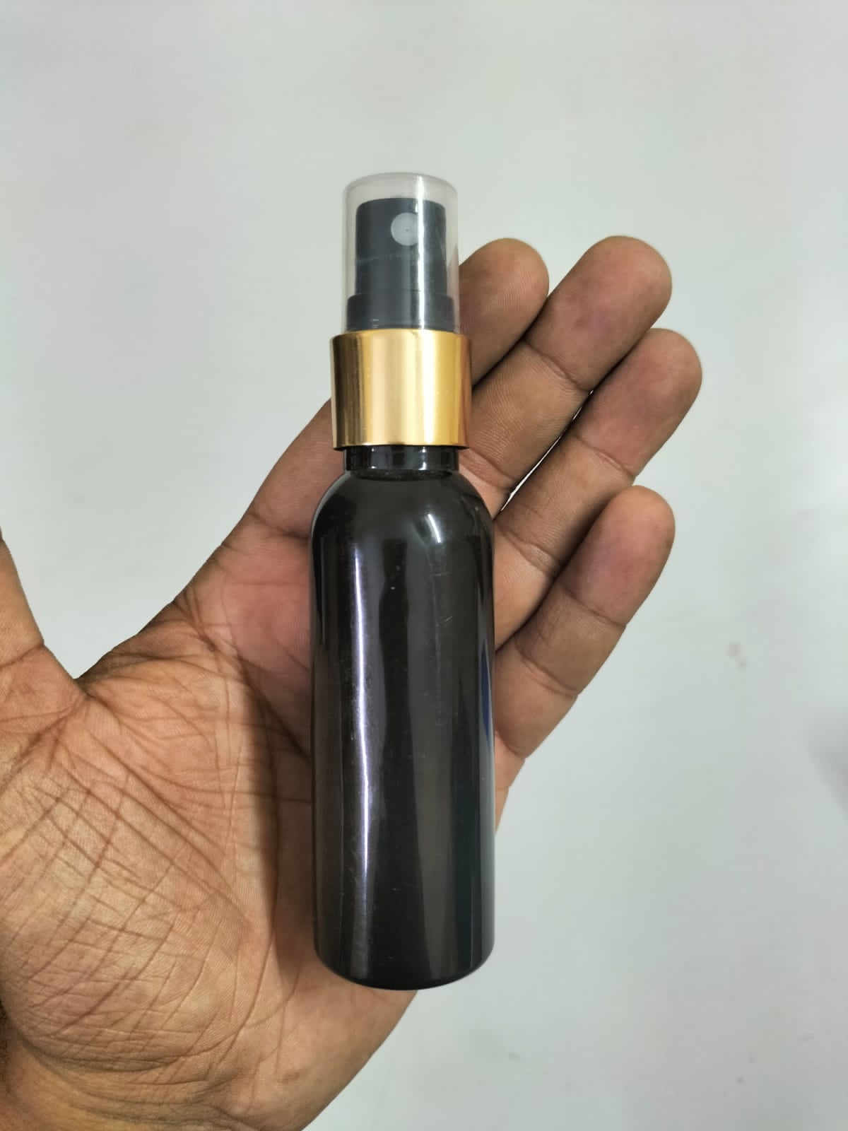 Cosmetic Round Pet Bottle with Spray Pump - Black (50ml)