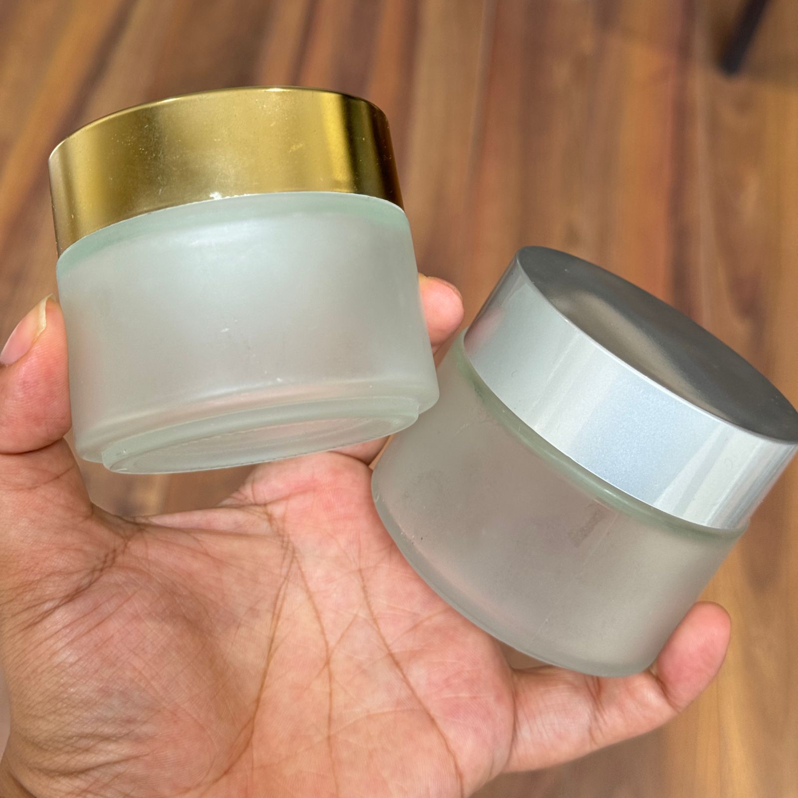 100g Flat Clear Frosted Cosmetic Glass Jar