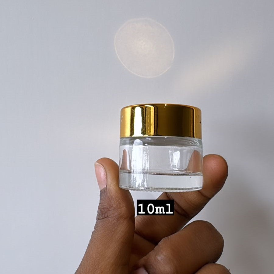 Clear Glass Jar with Gold Cap ( ALL SIZES)