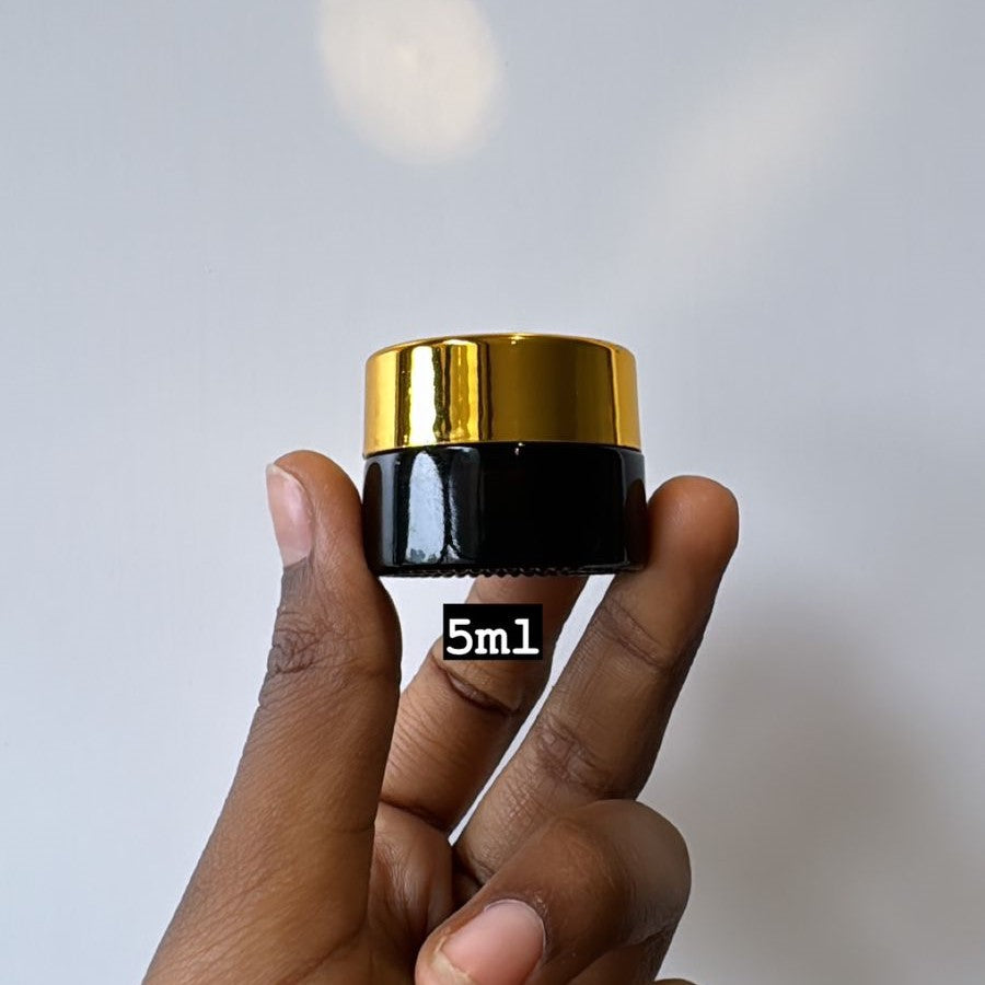 Cosmetic Glass Jar Amber with Gold Lid (All Sizes)