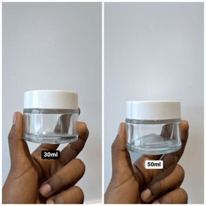 Clear Cosmetic Glass Jar with White Cap +Inner Lid