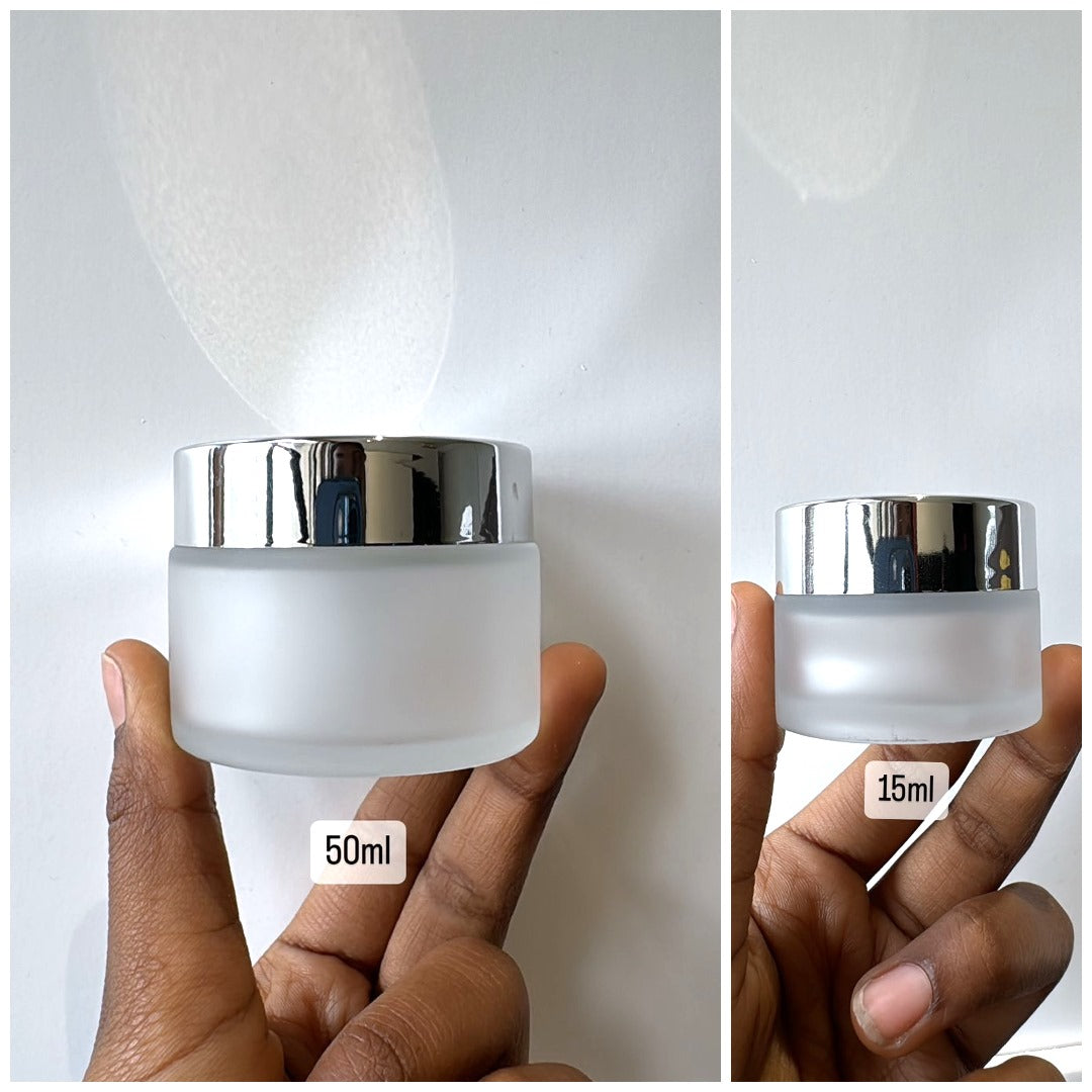 Clear Frosted Glass Jar+ Silver Cap