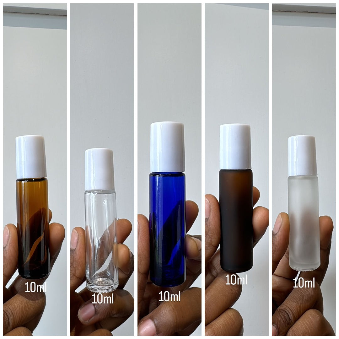 10ml Glass Roll On ( BLACK/WHITE CAP)