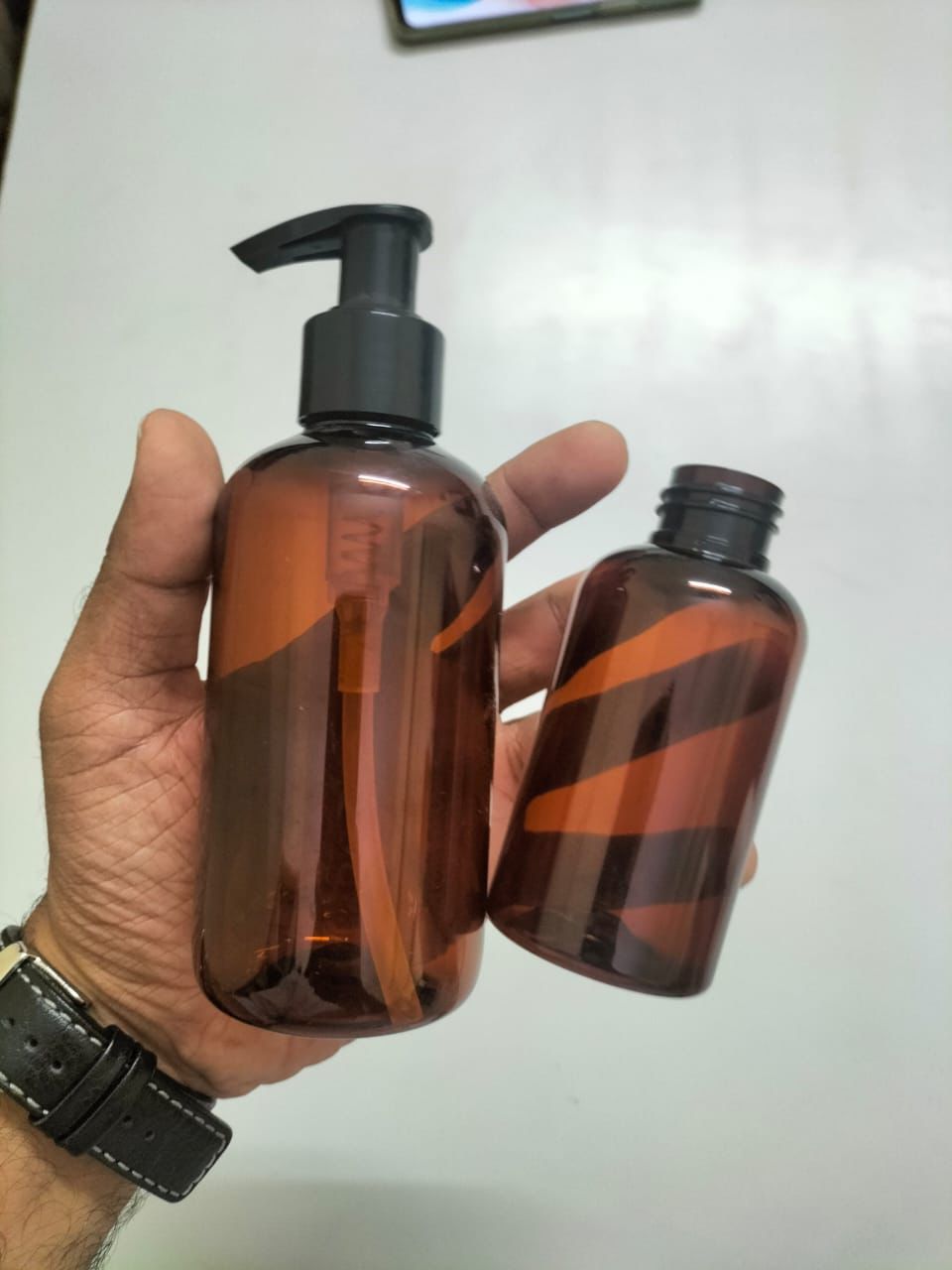 100/200ml Amber Pet Bottle With Lotion Dispenser Pump