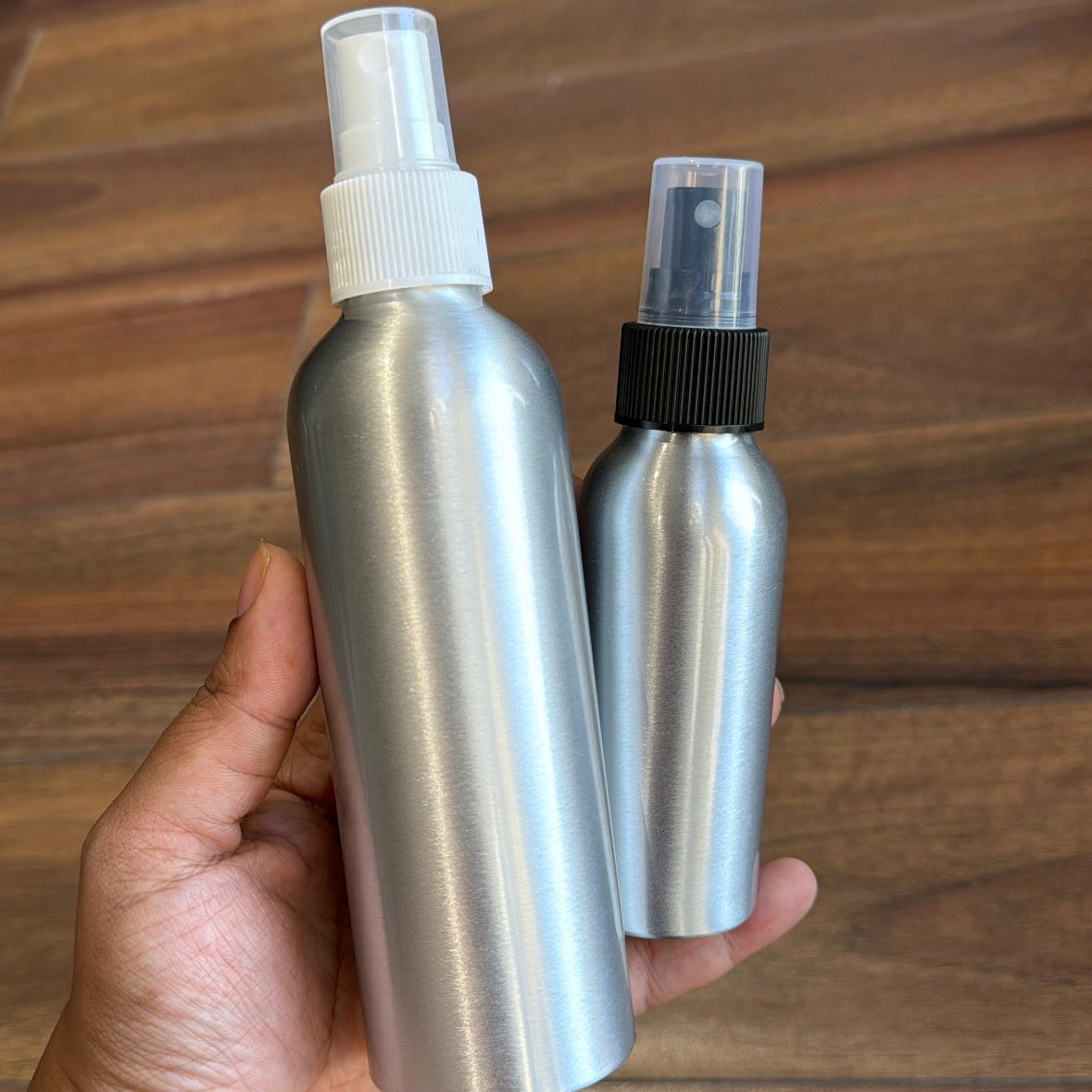 100/200ml Aluminium Bottle + Spray Pump