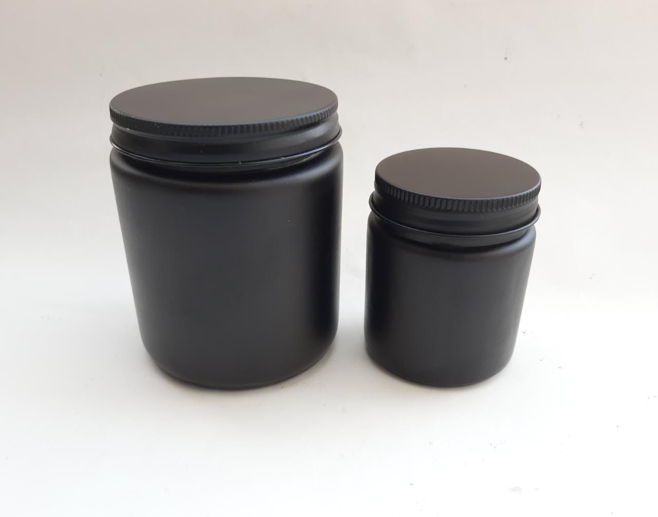 Matte Black Glass Jar with Black Screw Cap - 100ml, 200ml