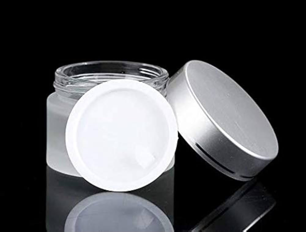30g Frosted Glass Cosmetic Jar with Matte Silver-Lined Cap