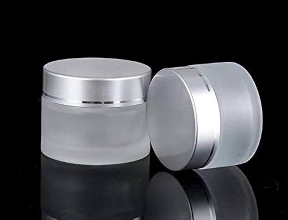 30g Frosted Glass Cosmetic Jar with Matte Silver-Lined Cap