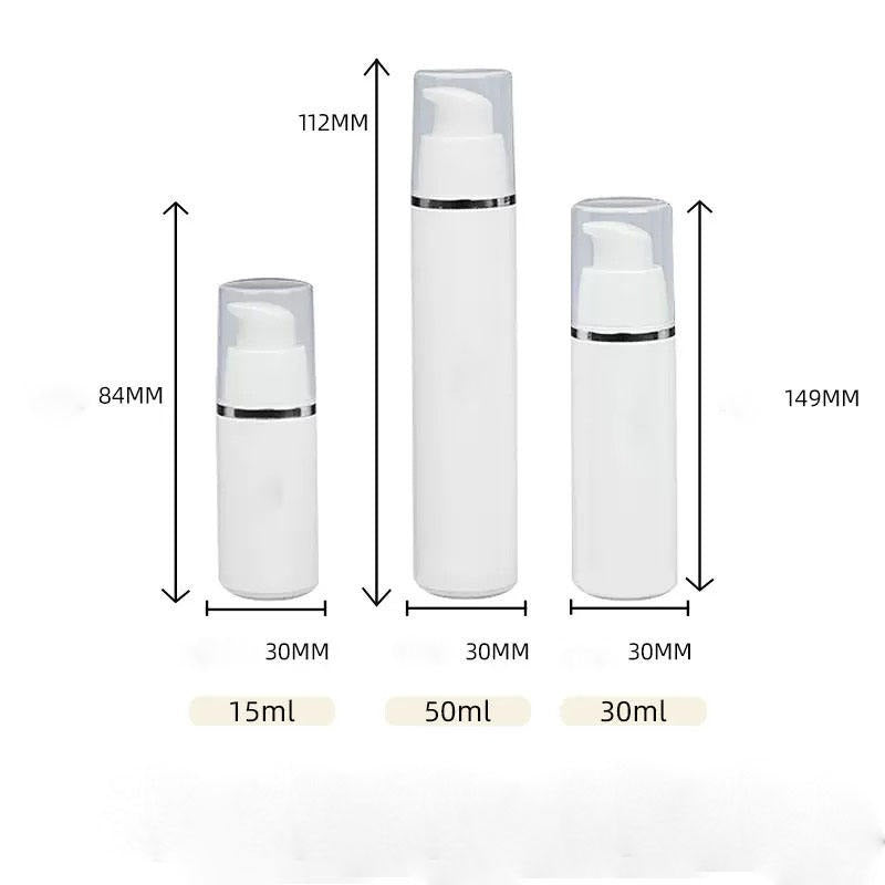15ml/30ml/50ml Silver Lining White PP Sleek Airless Pump Bottle