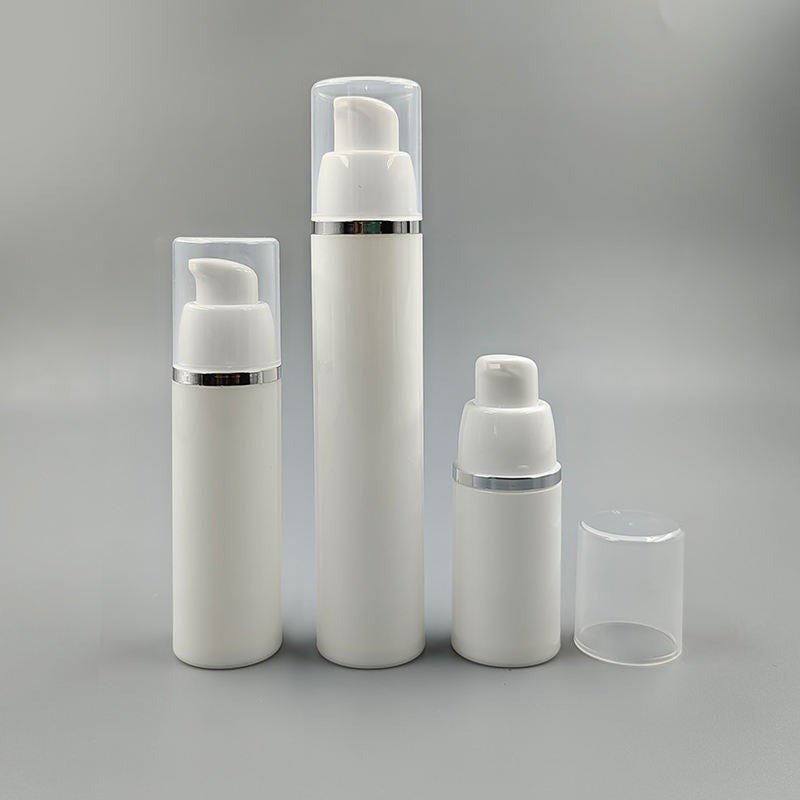 15ml/30ml/50ml Silver Lining White PP Sleek Airless Pump Bottle