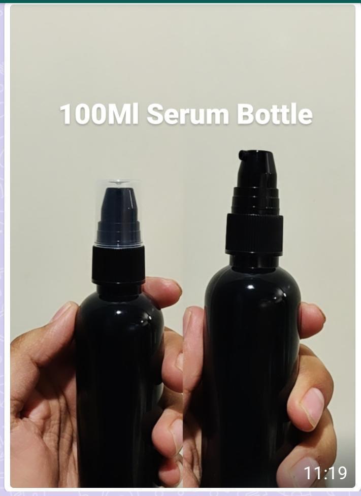 Cosmetic Round Pet Bottle with Serum Pump - Clear, Black, Amber (100ml)