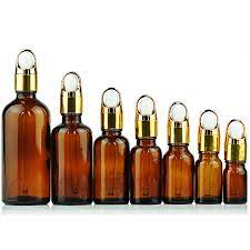 Amber Glass Bottle + Basket Dropper (Black, White, Silver, Gold)