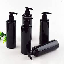 Cosmetic Sleek Pet Bottle with Lotion/ Dispenser Pump - Black (200ml)