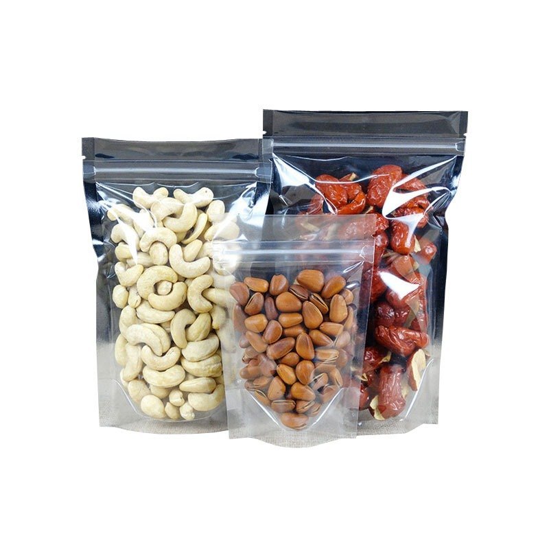 1 Side Metallic Silver/ 1 Side Transparent Stand up Pouch- Zipper