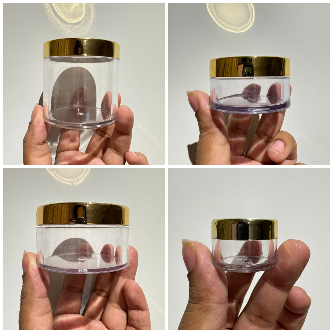 Acrylic San Jar - All Sizes (Golden Lid + Transparent Body)