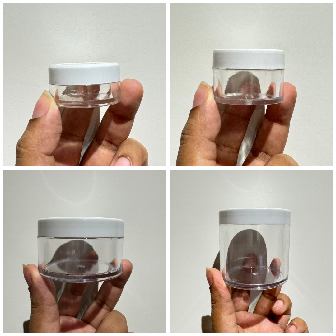 Acrylic San Jar - All Sizes (White Lid + Transparent Body)