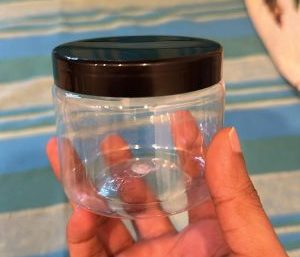 Cosmetic Clear Pet Jar with Black Lid (200gm)