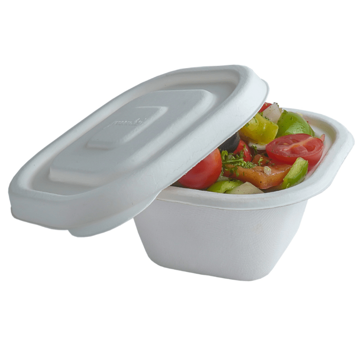 Bagasse Container + Lid -350ml (Round)