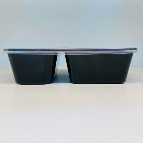 2CP Rectangular Container with Lid - (300ml + 200ml) Black