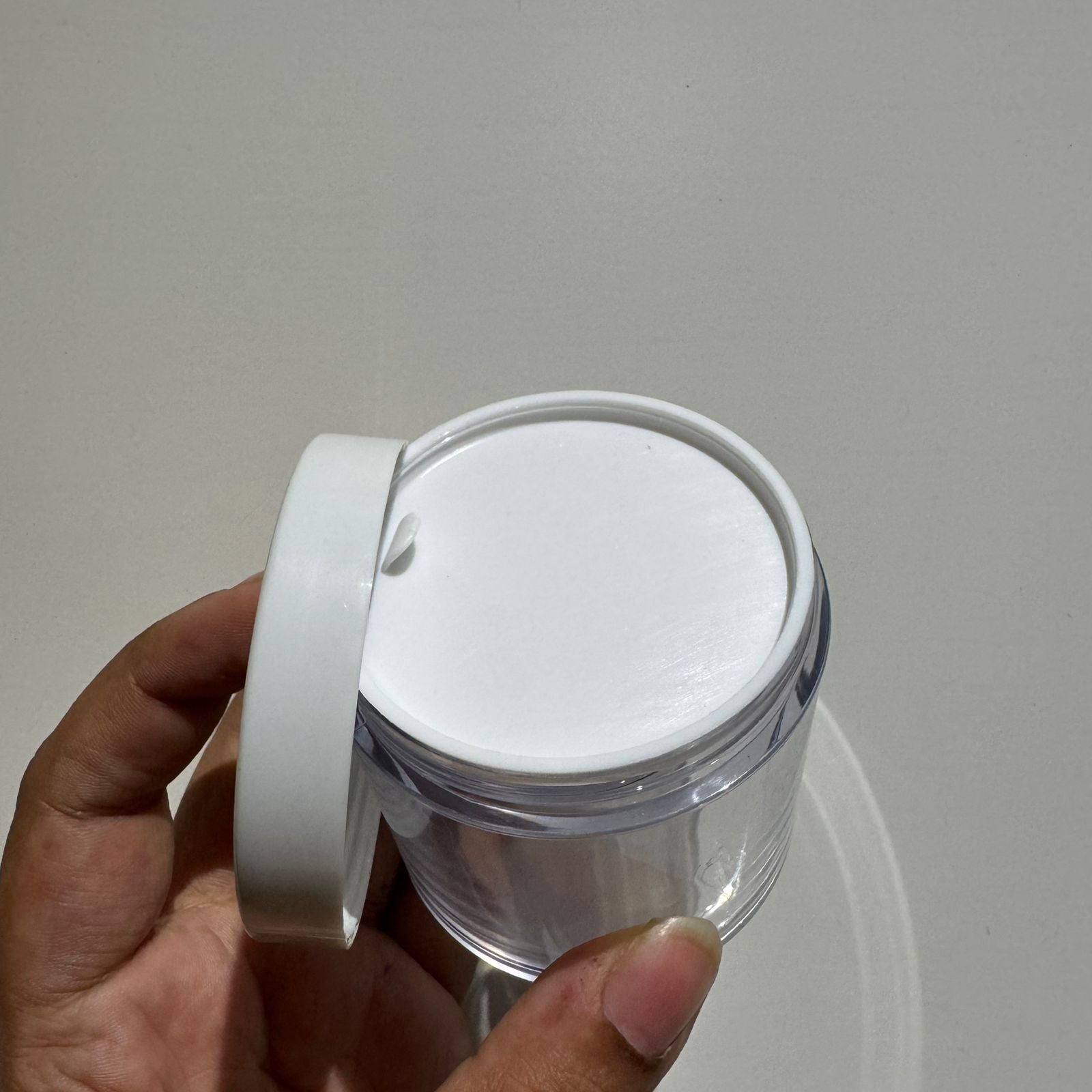 Acrylic San Jar - All Sizes  (White Lid + Transparent Body)