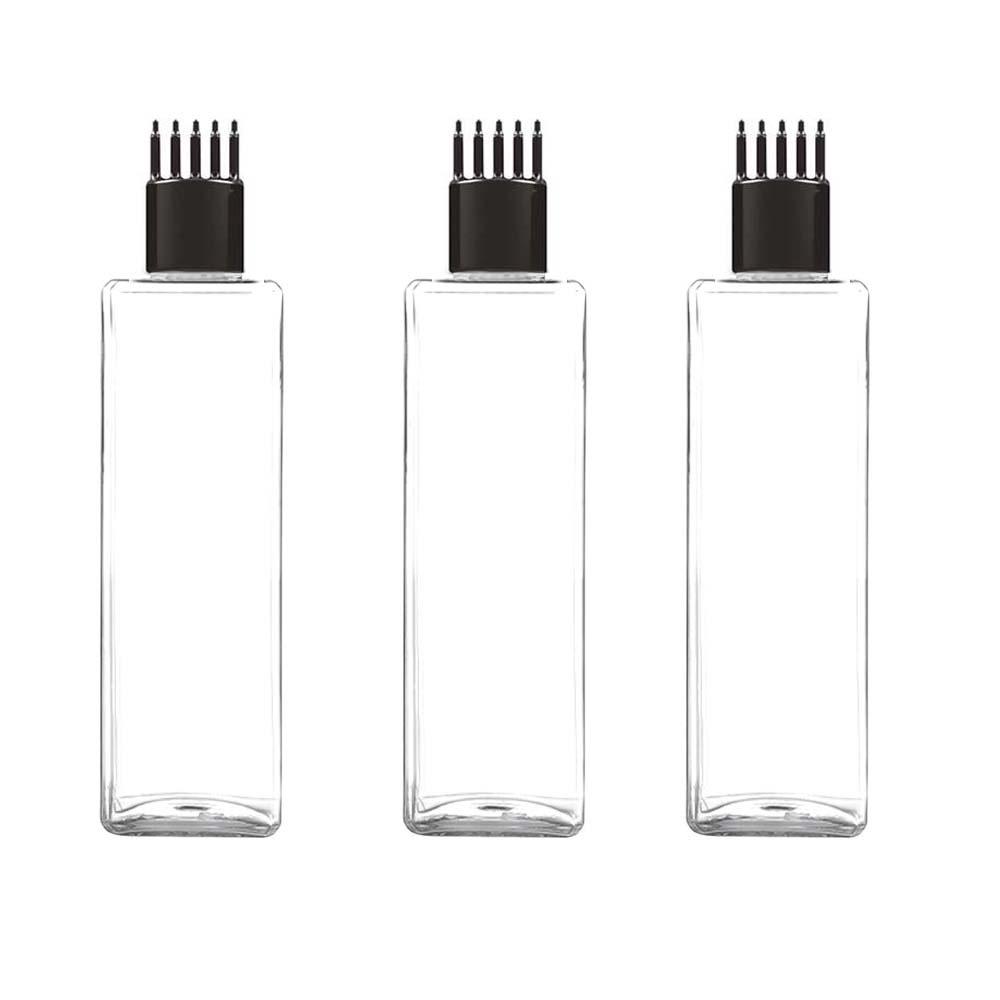 Cosmetic Square Czs Pet Bottle with Comb (Inner Plug) - Clear, Amber (50ml, 100ml)