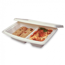 Bagasse Container + Lid 2CP- 700ml (Rectangle)