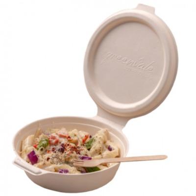 Bagasse Container Clamshell Box - 8" (inch) Round