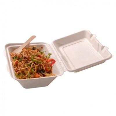 Bagasse Container Clamshell Box - 8x5" (inch) Rectangle