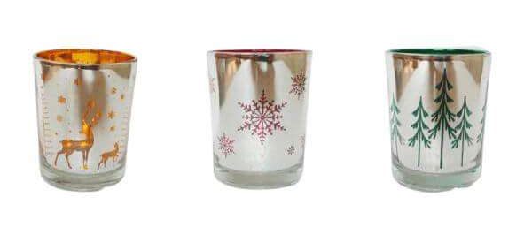 Christmas Candles Glass Jar - Metallic Finish (Multiple Designs) 230ml