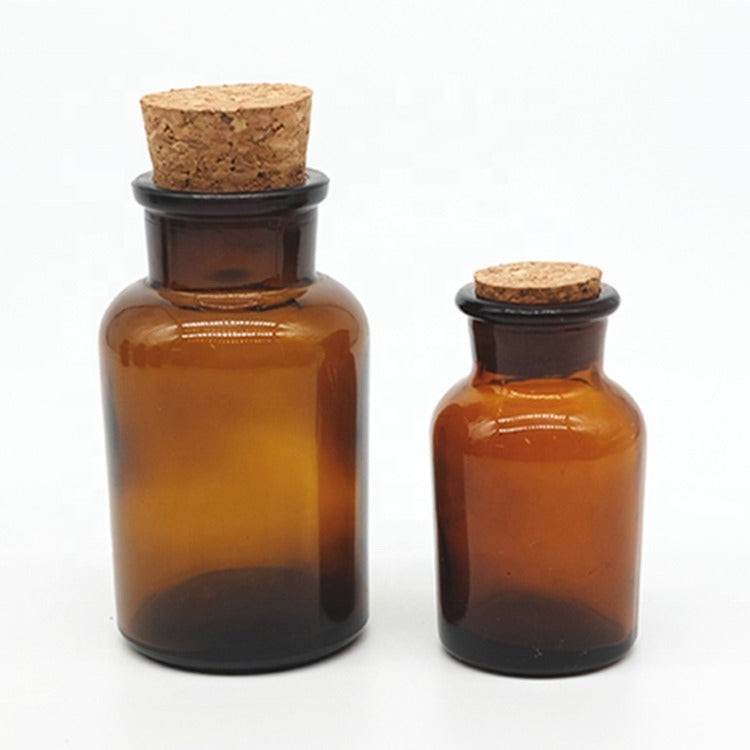 Clear & Amber Apothecary Glass Jar with Wooden Cork