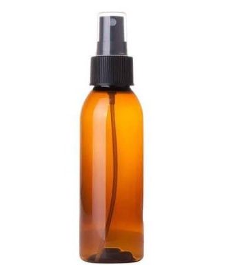 Cosmetic Round Pet Bottle with Spray Pump - Clear, Amber (50ml)