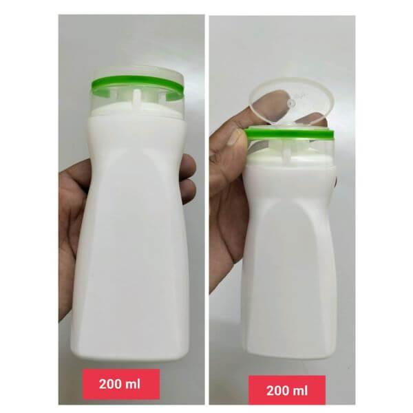 Cosmetic Shampoo Pet Bottle with Green Flip Top Cap - White (200ml)