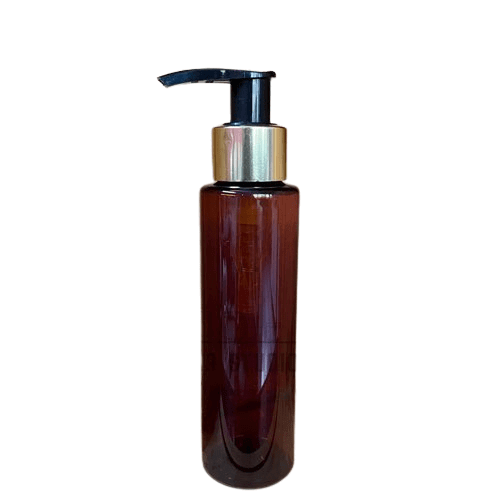 Cosmetic Sleek Pet Bottle with Lotion/ Dispenser Pump - Amber (100ml)