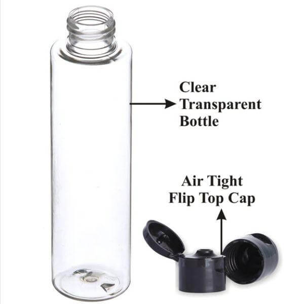 Cosmetic Sleek Slant Shoulder Pet Bottle with Flip Top Cap - Clear (100ml)