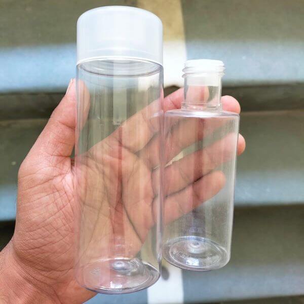 Cosmetic Sleek Slant Shoulder Transparent Pet Bottle with Cap and Inner Lid (200ml) [Make-Up Toner Bottle]