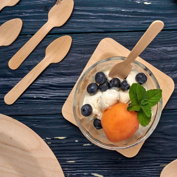 Disposable Cutlery Wooden Spoon- 160mm (Spoon) Brown