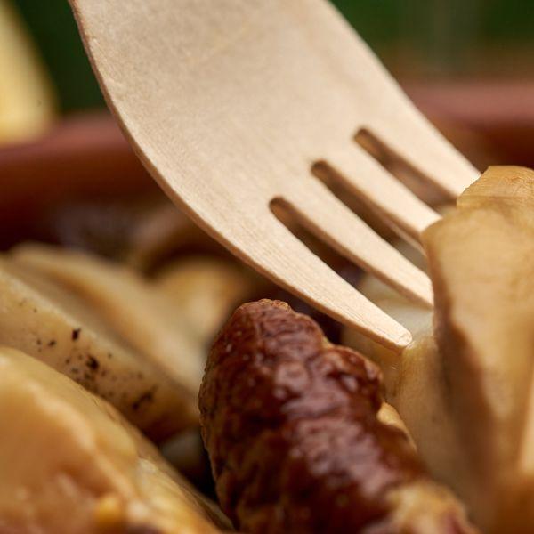 Disposable Cutlery Wooden Fork- 140mm (Fork) Brown