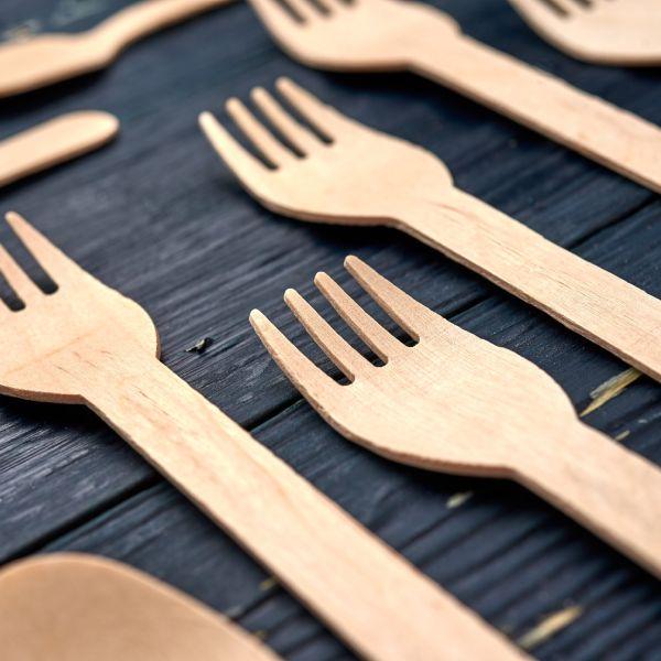 Disposable Cutlery Wooden Fork- 160mm (Fork) Brown