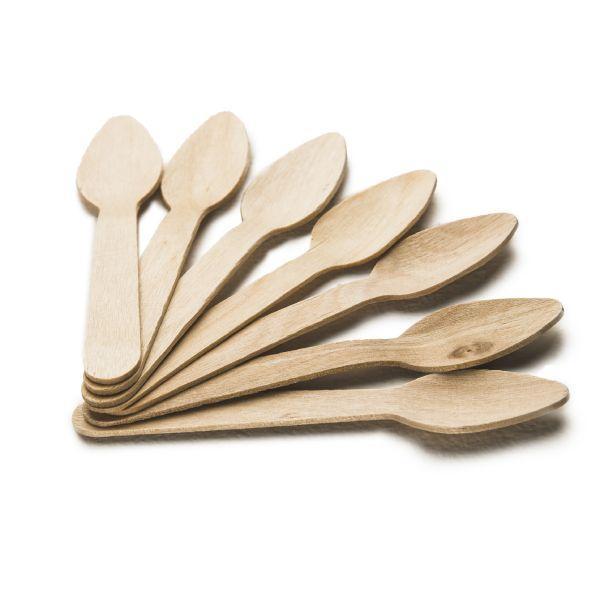 Disposable Cutlery Wooden Spoon- 110mm (Spoon) Brown