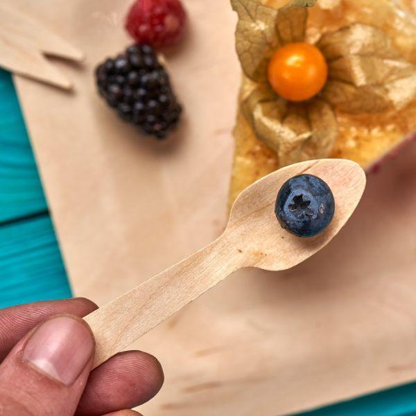 Disposable Cutlery Wooden Spoon- 110mm (Spoon) Brown